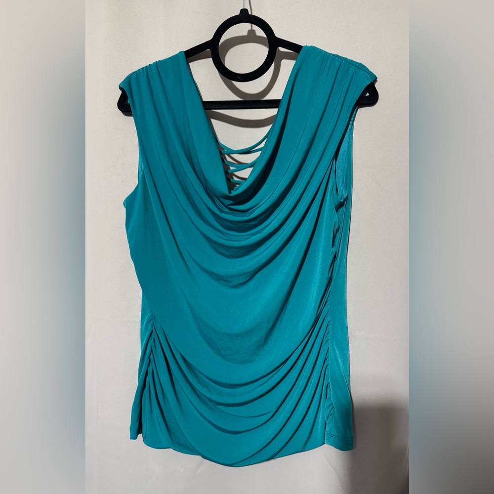 Sleeveless Teal Cowlneck Women's Top